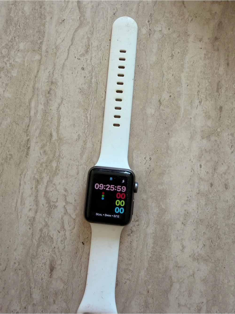 Apple Watch with White Sport Band and Black Case